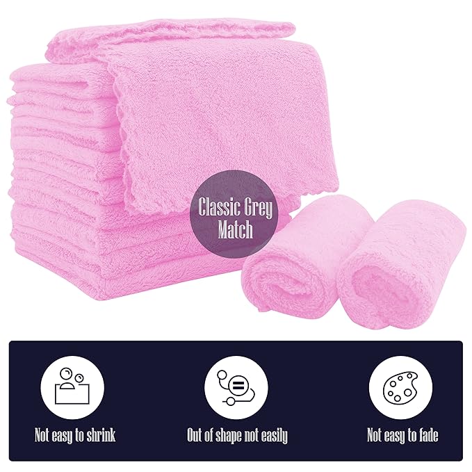 16 Pack Baby Washcloths - Luxury Coral Fleece Berry,10x10 Inch