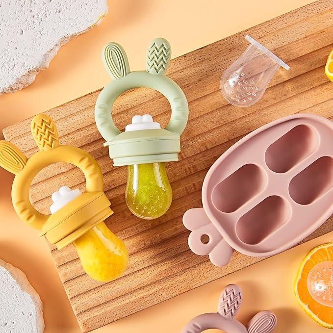 Silicone Baby Fruit Feeder with Freezer Tray Baby Food Feeder
