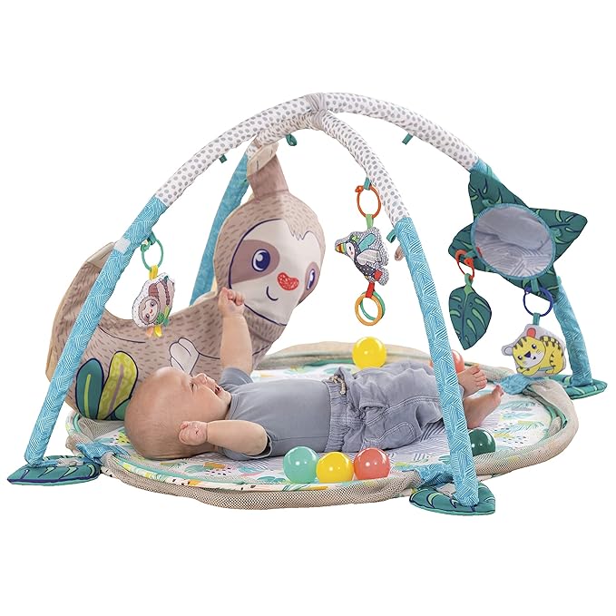 Infantino 4-in-1 Sloth Jumbo - Combination Baby Activity Gym and Ball Pit for Sensory Exploration and Motor Skill Development, for Newborns