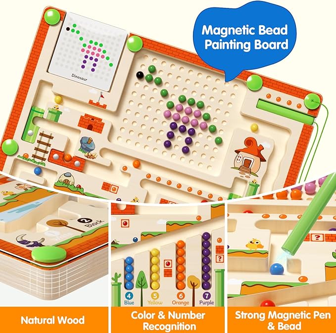 Magnetic Color and Number Maze Montessori Toys for 3+ Year