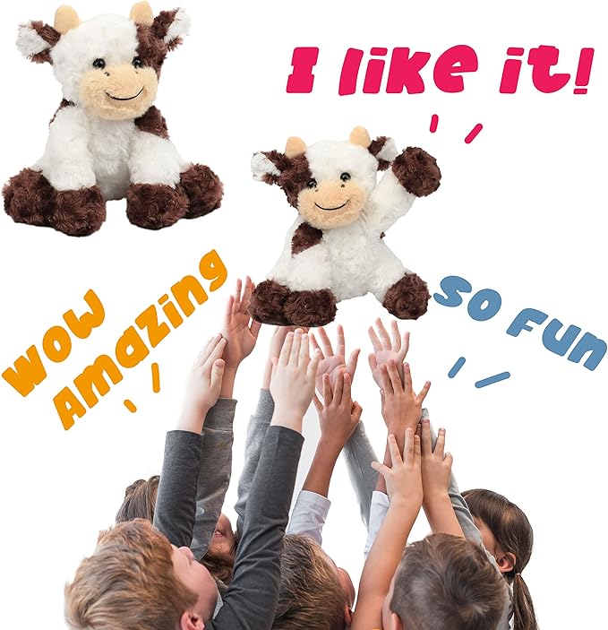 Hopearl Adorable Plush Cow Toy Floppy Dairy Cattle Soft Stuffed Animal Cute Birthday for Boys Girls Kids Toddlers, Brown 9''