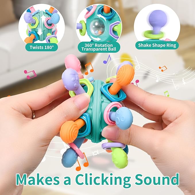 Baby Montessori Teething Toys for 0-6 6-12 Months BPA Free 0 3 6 9 12 18 1 2