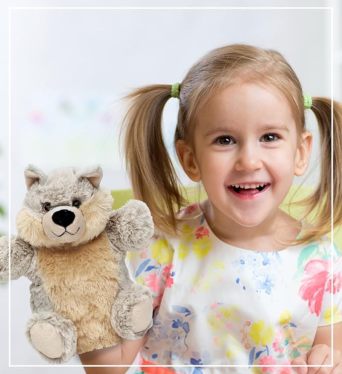 DolliBu Wolf Plush Hand Puppet for Kids - Soft Plush