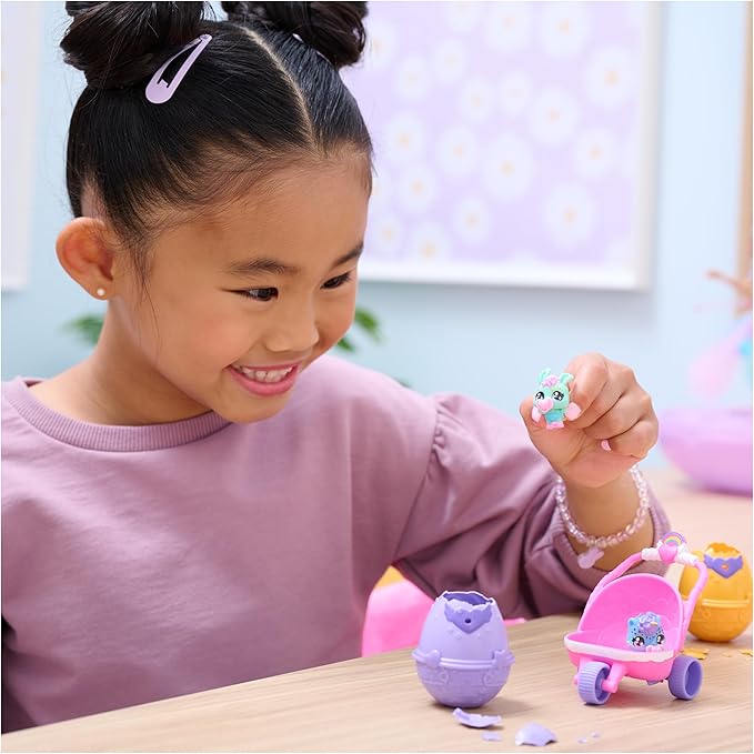 Hatchimals Alive, Hatch N’ Stroll Playset with Stroller Toy and 2 Mini Figures in Self-Hatching Eggs 3 and
