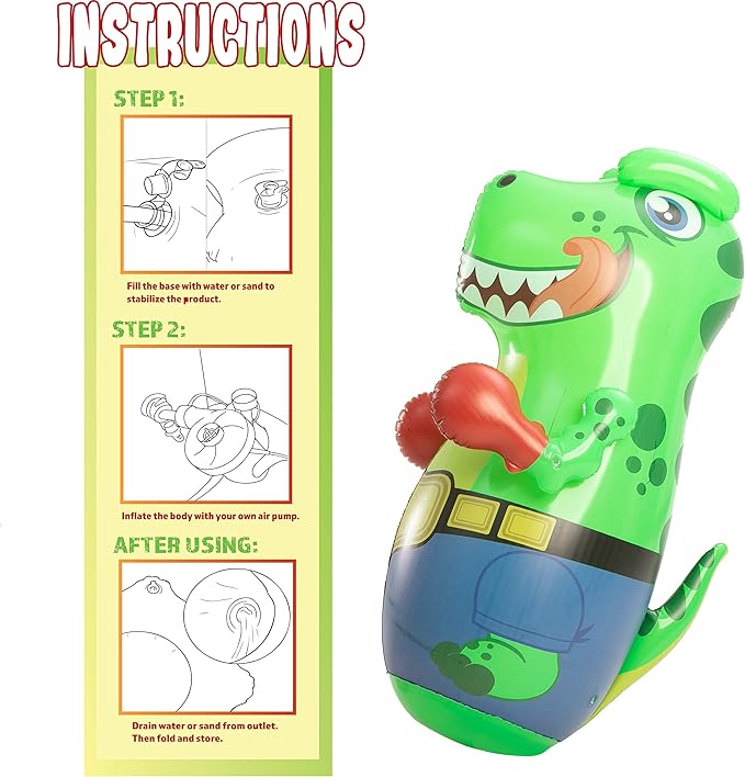 JOYIN Inflatable T-Rex Dinosaur Bopper 47 Inches, Bop Bag Inflatable Punching Toy
