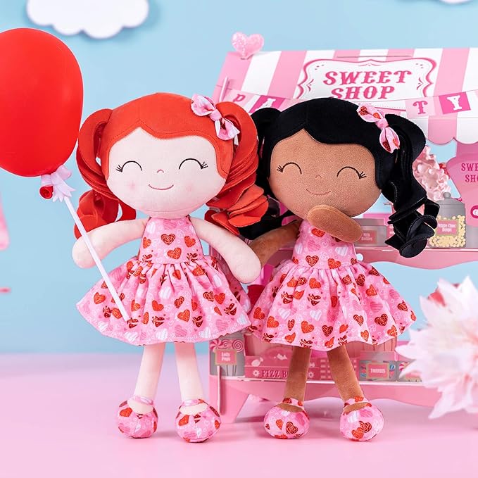 Gloveleya Soft Dolls Plush Figure Key Chain Curly Hair Red 12inches
