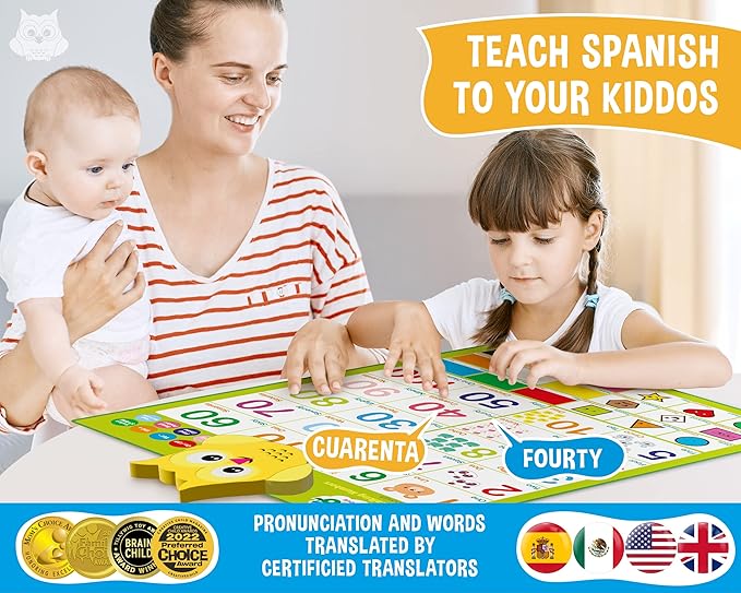 Bilingual Toddler Interactive Toys - English & Spanish ABC Learning for Toddlers. Numbers for Toddlers, Colors 3 Year