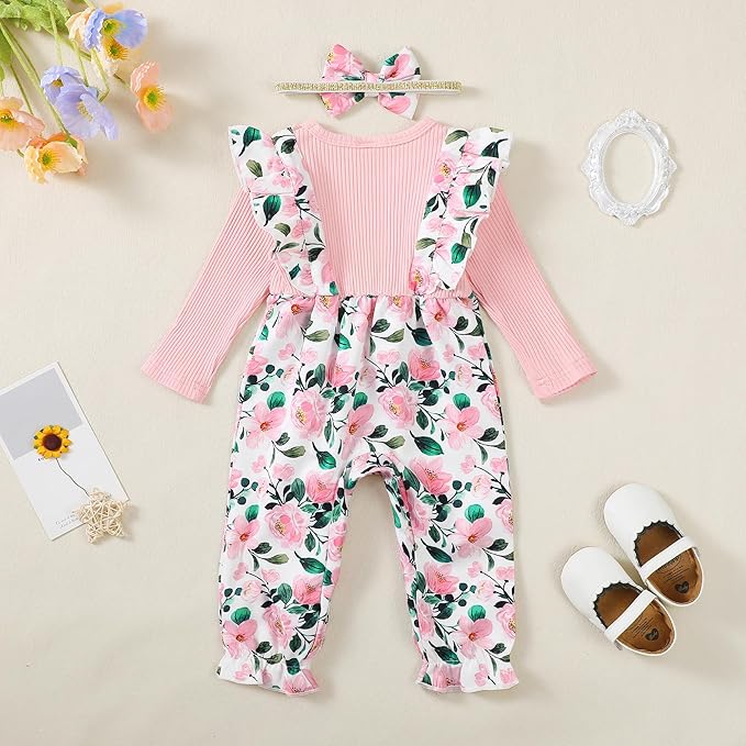 Newborn Baby Girls One Piece Romper Jumpsuit Cute Floral Print