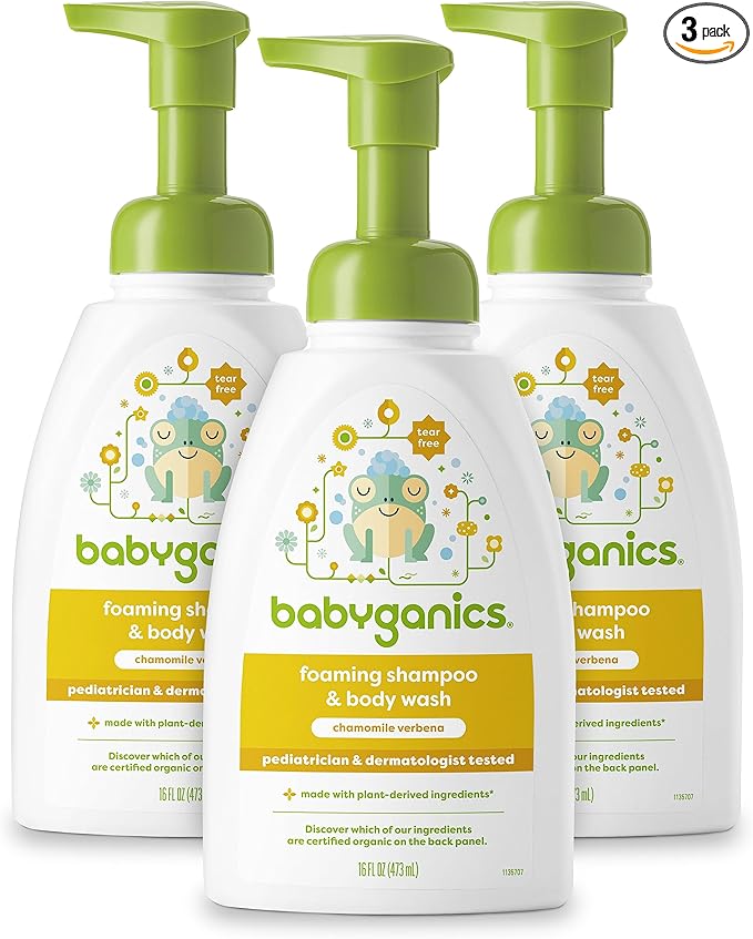 Babyganics Shampoo & Body Wash Pump Bottle, Chamomile Verbena 16 OZ