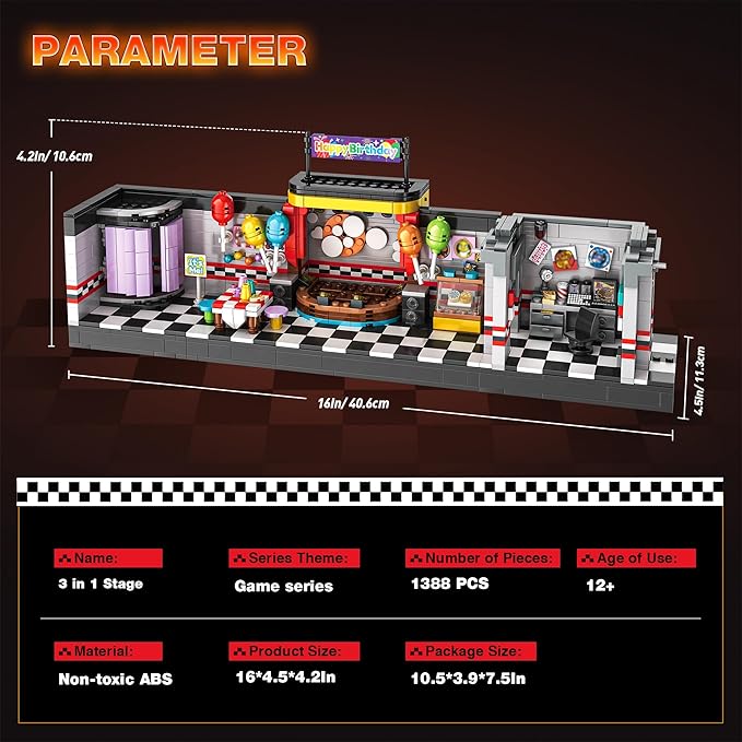 Five Nights Security Room Building Block Toy for Boys Age 8-12, Security Room Fredy Building Set Five Nights Game Toys Merch Suitable for Halloween Birthday Gift, 1388Pcs