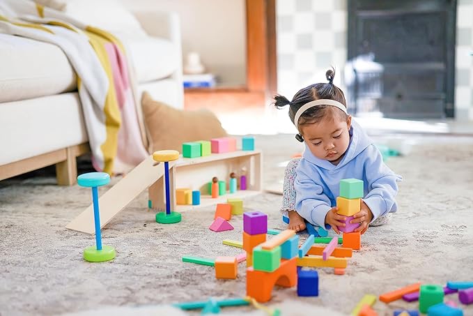 Lovevery 70-Piece Solid Wood Building Block Set, Shapes 12 Months+