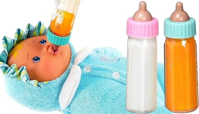 Ja-Ru Magic Baby Doll Bottles Milk Bottle and Juice Bottle, 2 Bottles. 701-1