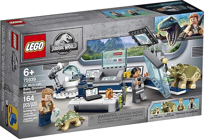LEGO Jurassic World Dr. Wu's Lab: Baby Dinosaurs Breakout 75939 Fun Dinosaur Toy Building Kit, Featuring Owen Grady (164 Pieces)