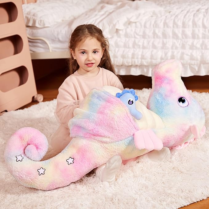IKASA Giant Seahorse Stuffed Animal Plush Toy,30" Large Sea Horse Cute Jumbo Soft Toys