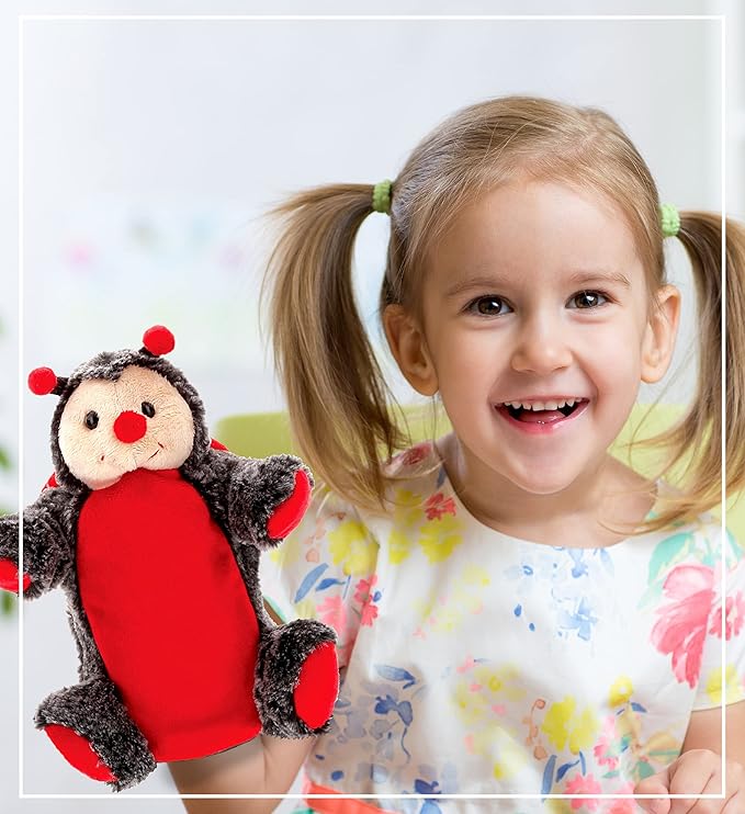 DolliBu Ladybug Plush Hand Puppet for Kids - Soft Plush