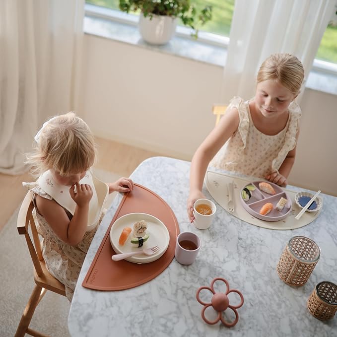 mushie Classic Silicone Suction Plate | BPA-Free Non-Slip Design (Shifting Sand)