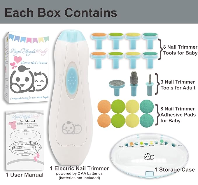 Royal Angels Baby Nail File, 21 in 1 Set with Labels 13 Replacement