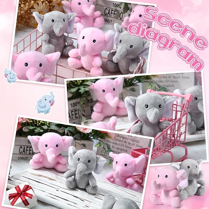 HyDren 8 Pcs Plush Mini Elephant Stuffed Animal Toys 4