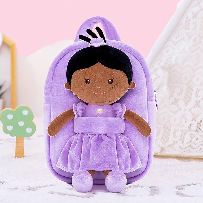 Onetoo Toddler Backpack Kids Backpacks with Soft Tanned Baby Dolls 9"