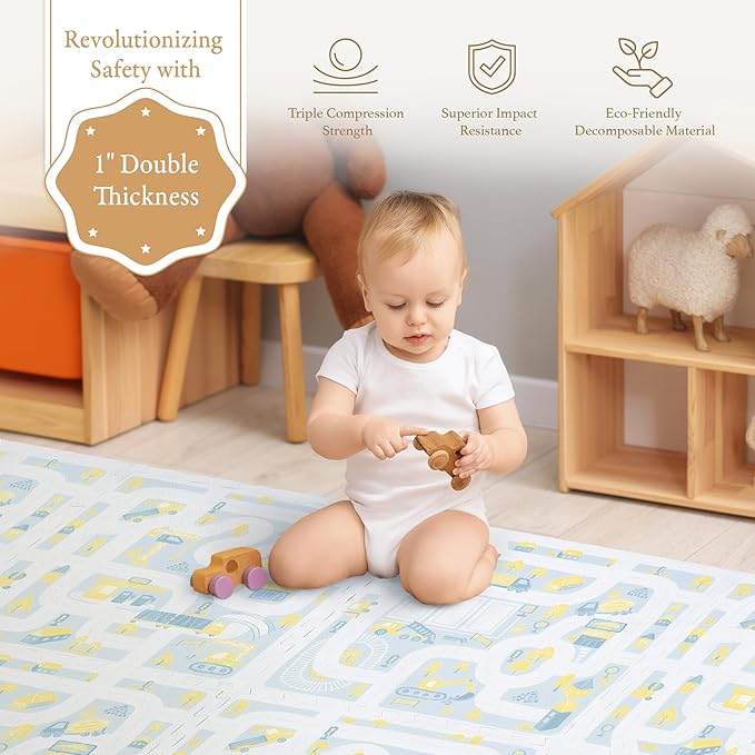 Super 1 Inch Thick Premium Quality Exercise & Baby Foam Play Mats - Expandable Large Non-Toxic Odorless Floor Mat 6 Tiles 6x4ft -Peel-Resistant