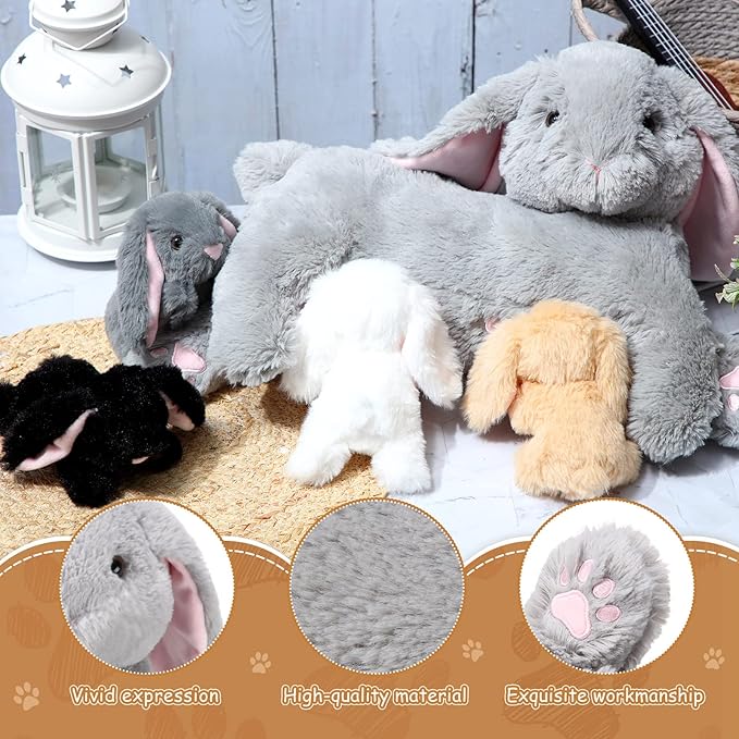 HyDren Nursing Bunny Stuffed Animal Plush Toys 15 Inch Plush 4 Stuffed