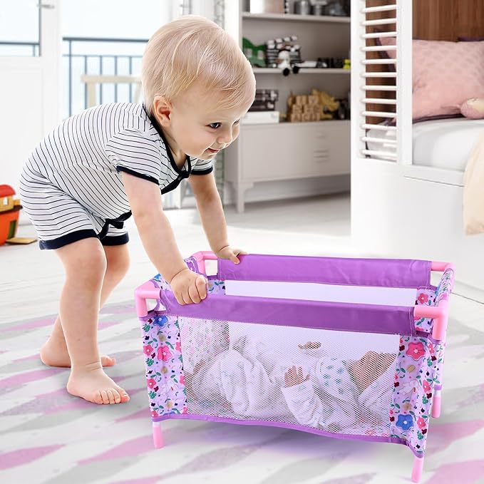 BABESIDE Reborn Baby Doll Crib, Baby Doll Bed 17-21 Inch