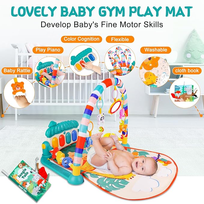 Baby Gyms Play Mats, Baby Play Gym Floor Play Mat 0-3-6-12 Months