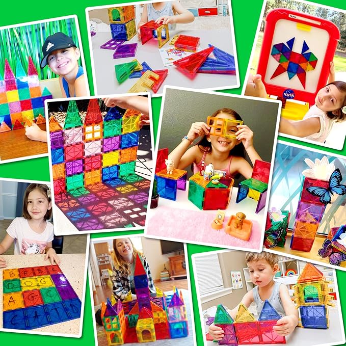 Magnetic Tiles Kids Toys for 3+ Year Old Boys & Girls, STEM Building Blocks Toys & Games 3 4 5 6 7 8