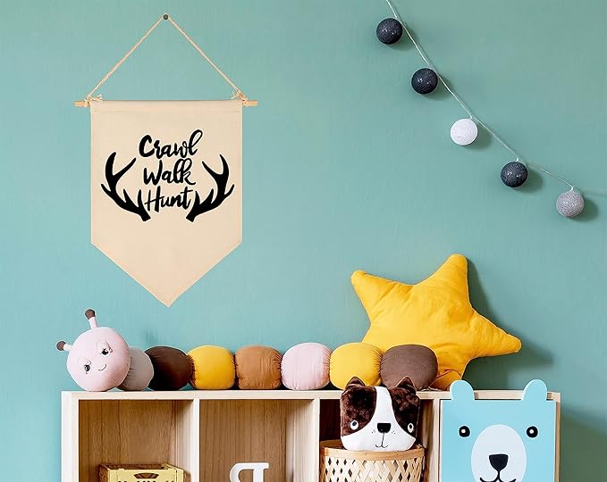 Crawl Walk Hunt,Woodland Deer-Flag Sign Gifts for Baby Newborn Boys