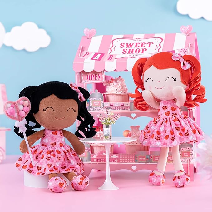 Gloveleya Soft Dolls Plush Figure Key Chain Curly Hair Red 12inches