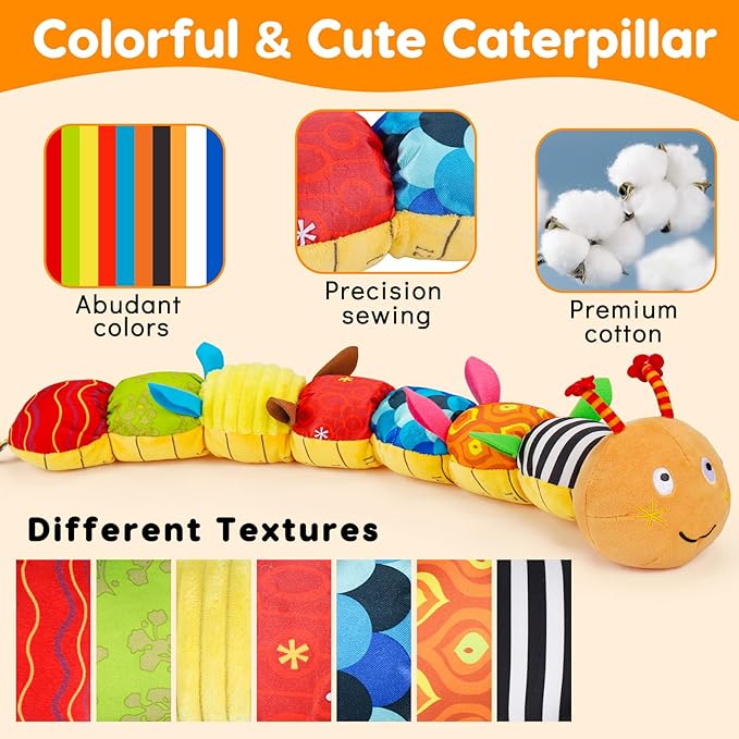 Baby Sensory Caterpillar Toys 0-3 Month Music Animal Stuffed Plush 0-3-6-12 Month 9-12 Month