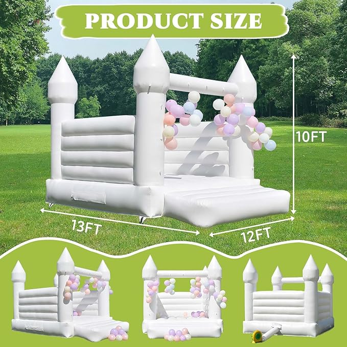 White Bounce House Inflatable Bounce House with Blower,13x12x10 FT Indoor