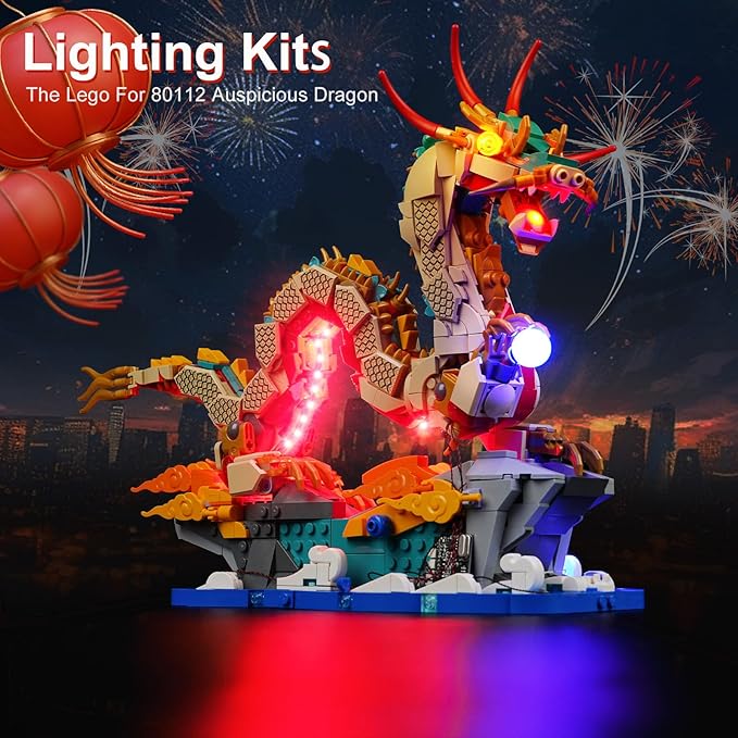 LED Lighting Kit for Lego Auspicious Dragon, LED Light Compatible 80112 Building