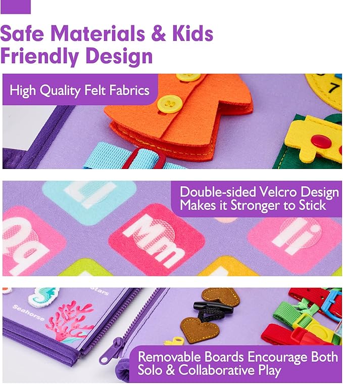 hahaland Busy Board - Montessori Toys for 3 Year Old Girl Bithday Gift Ideas 7 in 1 Preschool