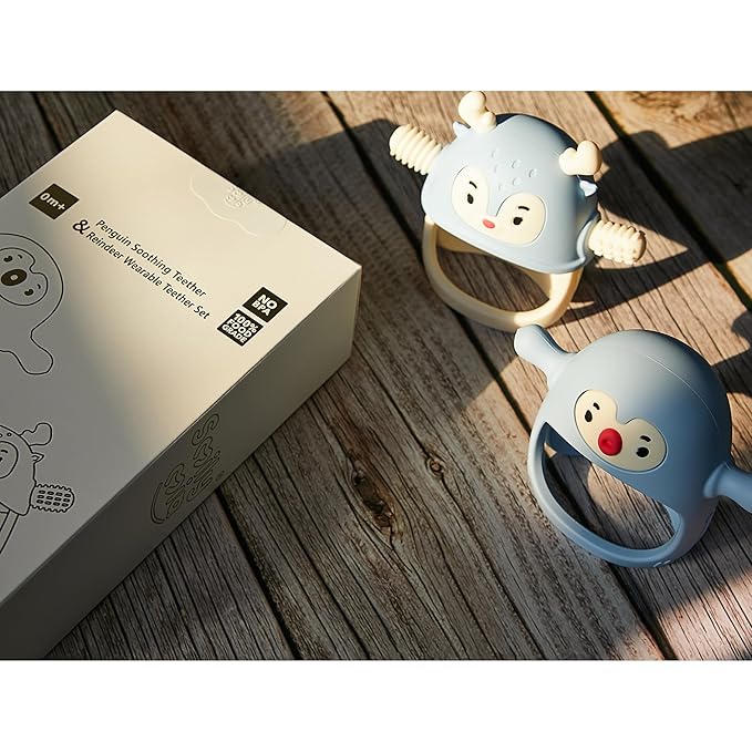 Smily Mia Penguin and Reindeer 2Pack Baby Teething Toys Gift 0-18Months Babies