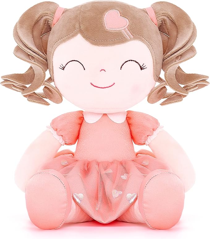 Gloveleya Baby Doll Gifts Plush Curly Girl Toys with Love 16" Orange