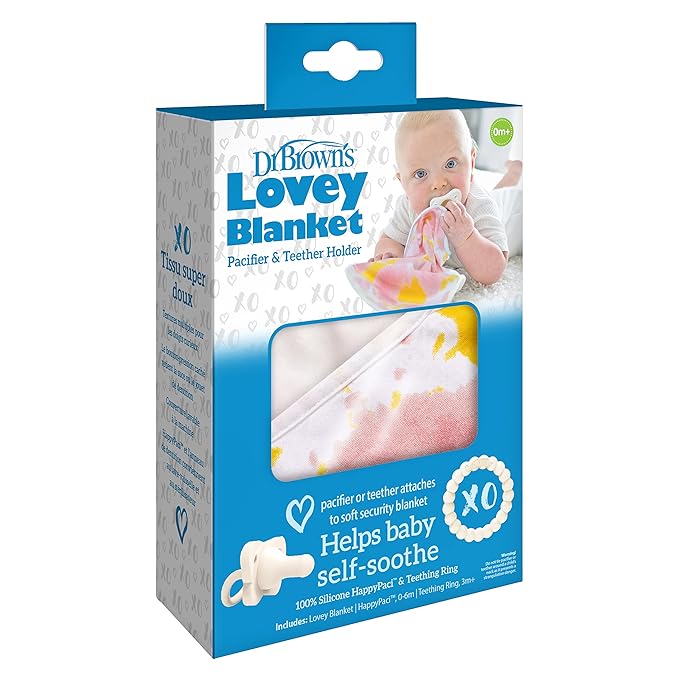 Dr. Brown's Lovey Blanket with Beaded Ring Teether and HappyPaci