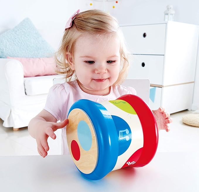 (Baby Drum) - Hape Baby Drum Colourful Rolling Drum Musical Instrument Toy For Toddlers, Rhythm & Sound Learning (E0333)