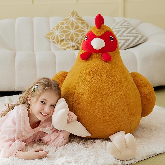 IKASA Giant Chicken Stuffed Animl Plush Toy,Big Large Jumbo Soft Toys 25.5" Huge