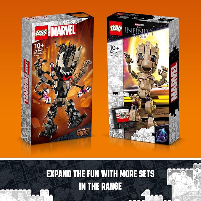 LEGO Marvel Venomized Groot 76249 Transformable Marvel Toy for Play and Display, Buildable Marvel Action Figure for Fans of the Guardians of the Galaxy Movie 10 Year
