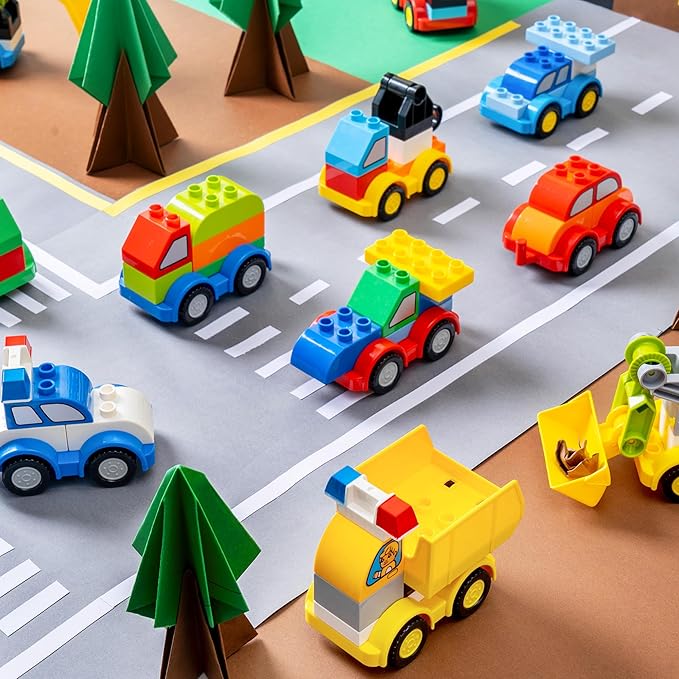 JOYIN 80Pcs Toddlers Car Building Blocks Set, 12Pcs Different Vehicles