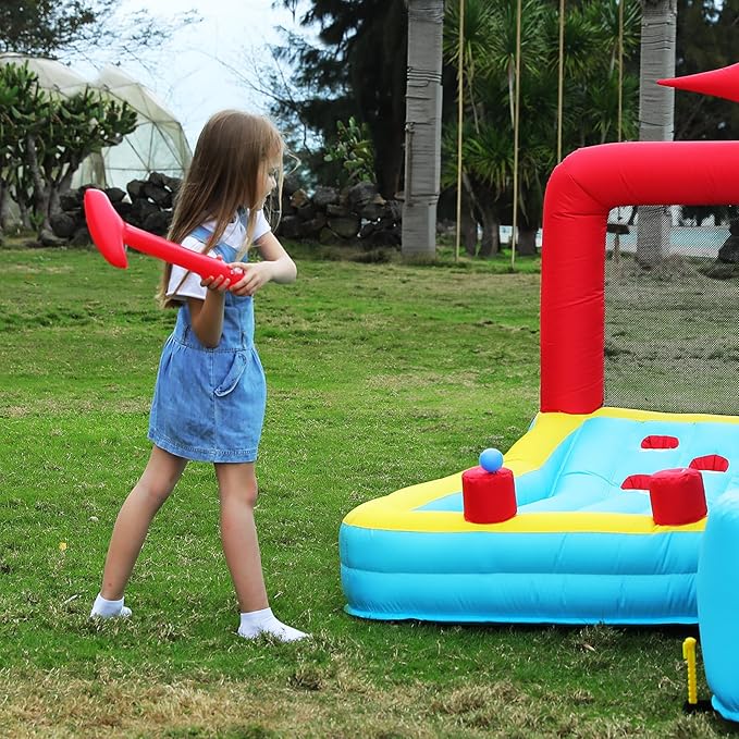 ELEMARA Golf Toy for Inflatable Bounce House, with 2 Inflatable Golf Club and 4 Bobo Balls