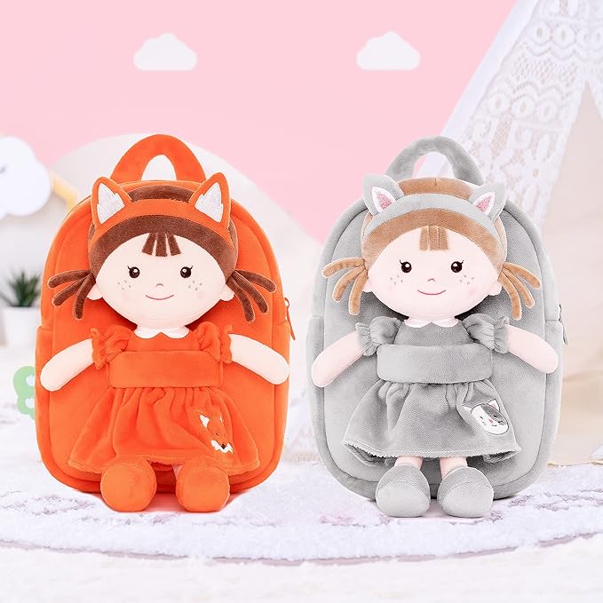 Onetoo Toddler Backpack Kids Backpacks with Soft Plush Baby Dolls 9.5"