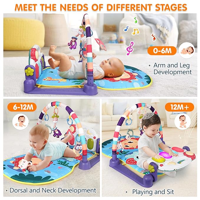 Baby Gym Play Mats Tummy Time Mat Musical Activity Center 0-3 6 9 12