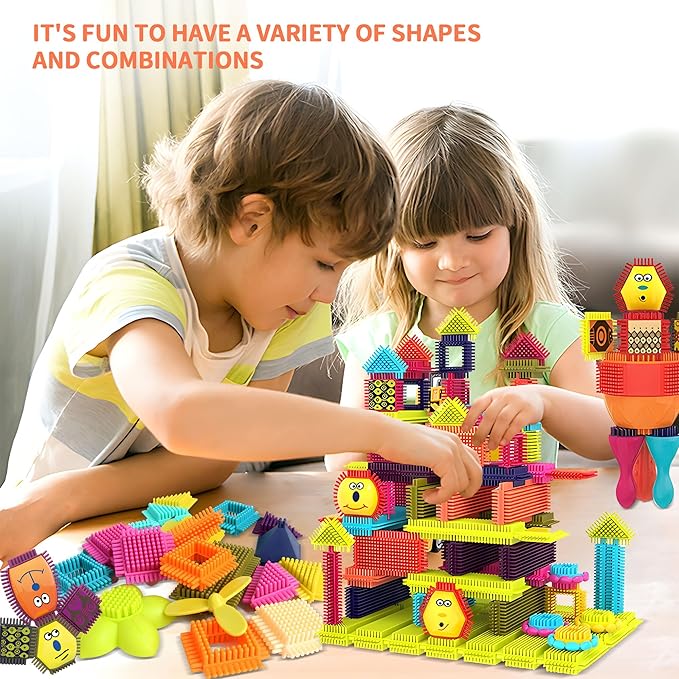 Bristle Blocks, STEM Interlocking Building Toys for Kids Ages 4-8 108 PCS 3D Building