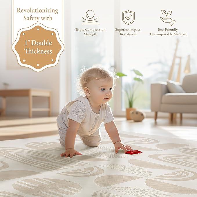 Super 1 Inch Thick Premium Quality Exercise & Baby Foam Play Mats - Expandable & Large Non-Toxic Odorless Floor Mat 6 Tiles 6x4ft -