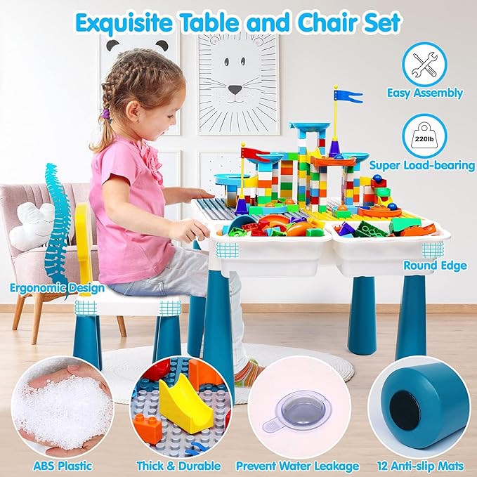 Kids Activity Table Toddlers Kids Table and Chair Set 152Pcs Large 3 4 5-10 Year