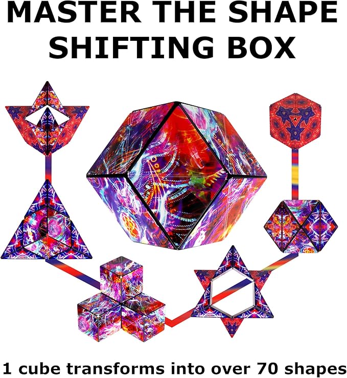 SHASHIBO Shape Shifting Box - Award-Winning, Patented Fidget Cube w/ 36 Rare Earth Magnets 70 Shapes,