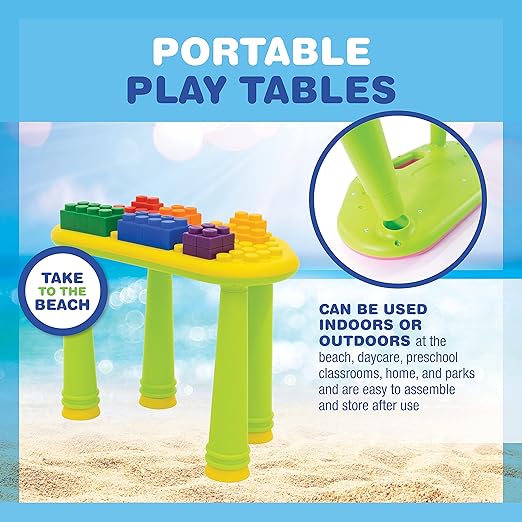 UNiPLAY Indoor/Outdoor Toddler Activity Table Set with 25 Piece Building Blocks, Kids Play Table for Building Blocks Toy