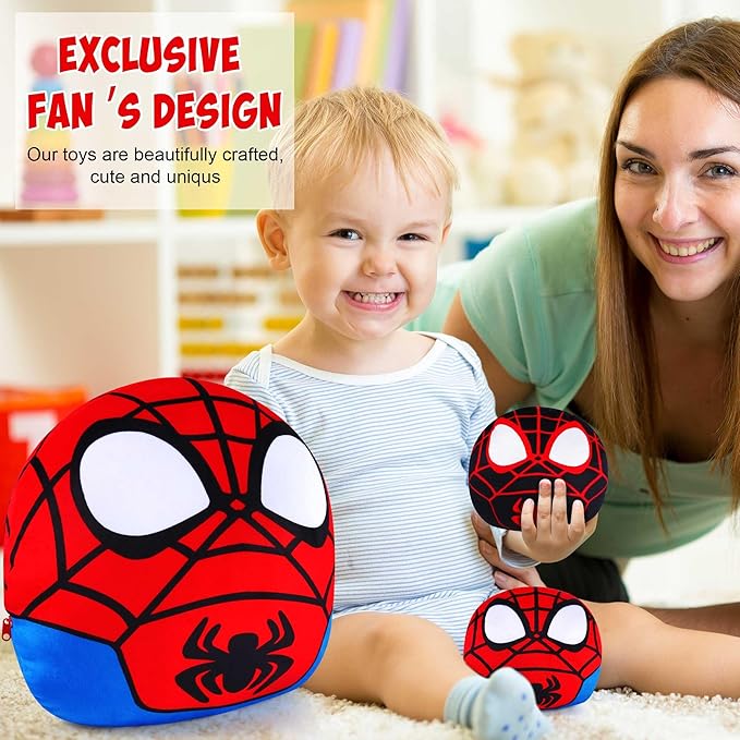 Hevano 3 in 1 Spider Plush Pillow, Super Soft Stuffed Animal Toys for Kids Adults 2 Babies